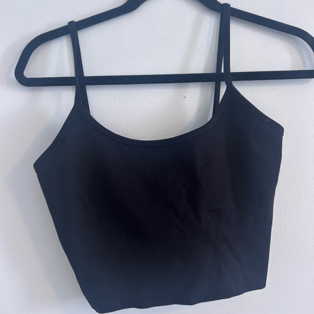 Athleta Black Crop Top Criss Cross Back
